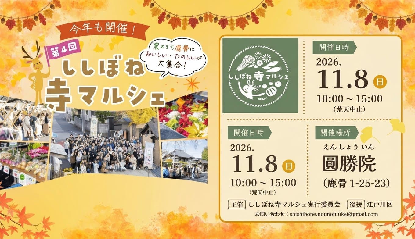 ししぼね寺マルシェに出店します!篠崎駅前結び整骨院・鍼灸院の施術体験ブース